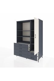Kronos Dolap 7 Raflı 6 Çekmeceli Tek Kapaklı 132x59x195 Antrasit-Aytaşı/Antrasit
