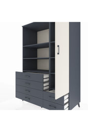 Kronos Dolap 7 Raflı 6 Çekmeceli Tek Kapaklı 132x59x195 Antrasit-Aytaşı/Antrasit
