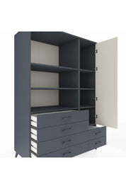 Kronos Dolap 7 Raflı 6 Çekmeceli Tek Kapaklı 132x59x195 Antrasit-Aytaşı/Antrasit