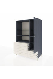 Kronos Dolap 7 Raflı 6 Çekmeceli Tek Kapaklı 132x59x195 Antrasit-Antrasit/Aytaşı