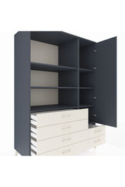 Kronos Dolap 7 Raflı 6 Çekmeceli Tek Kapaklı 132x59x195 Antrasit-Antrasit/Aytaşı