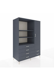 Kronos Dolap 7 Raflı 6 Çekmeceli Tek Kapaklı 132x59x195 Antrasit-Antrasit/Antrasit