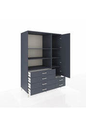 Kronos Dolap 7 Raflı 6 Çekmeceli Tek Kapaklı 132x59x195 Antrasit-Antrasit/Antrasit