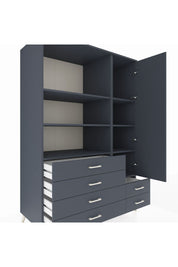 Kronos Dolap 7 Raflı 6 Çekmeceli Tek Kapaklı 132x59x195 Antrasit-Antrasit/Antrasit