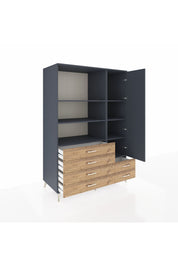 Kronos Dolap 7 Raflı 6 Çekmeceli Tek Kapaklı 132x59x195 Antrasit-Antrasit/Çam