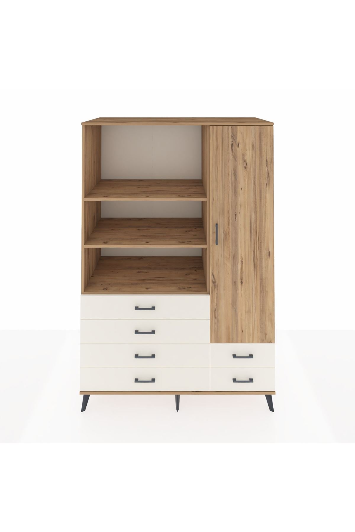 Kronos Dolap 7 Raflı 6 Çekmeceli Tek Kapaklı 132x59x195 Çam-Çam/Aytaşı