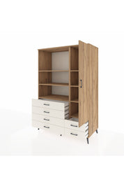 Kronos Dolap 7 Raflı 6 Çekmeceli Tek Kapaklı 132x59x195 Çam-Çam/Aytaşı