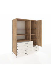 Kronos Dolap 7 Raflı 6 Çekmeceli Tek Kapaklı 132x59x195 Çam-Çam/Aytaşı