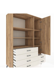 Kronos Dolap 7 Raflı 6 Çekmeceli Tek Kapaklı 132x59x195 Çam-Çam/Aytaşı