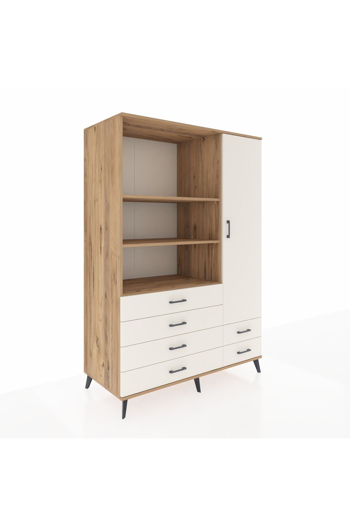 Kronos Dolap 7 Raflı 6 Çekmeceli Tek Kapaklı 132x59x195 Çam-Aytaşı/Aytaşı