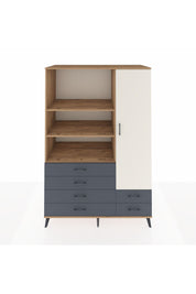 Kronos Dolap 7 Raflı 6 Çekmeceli Tek Kapaklı 132x59x195 Çam-Aytaşı/Antrasit