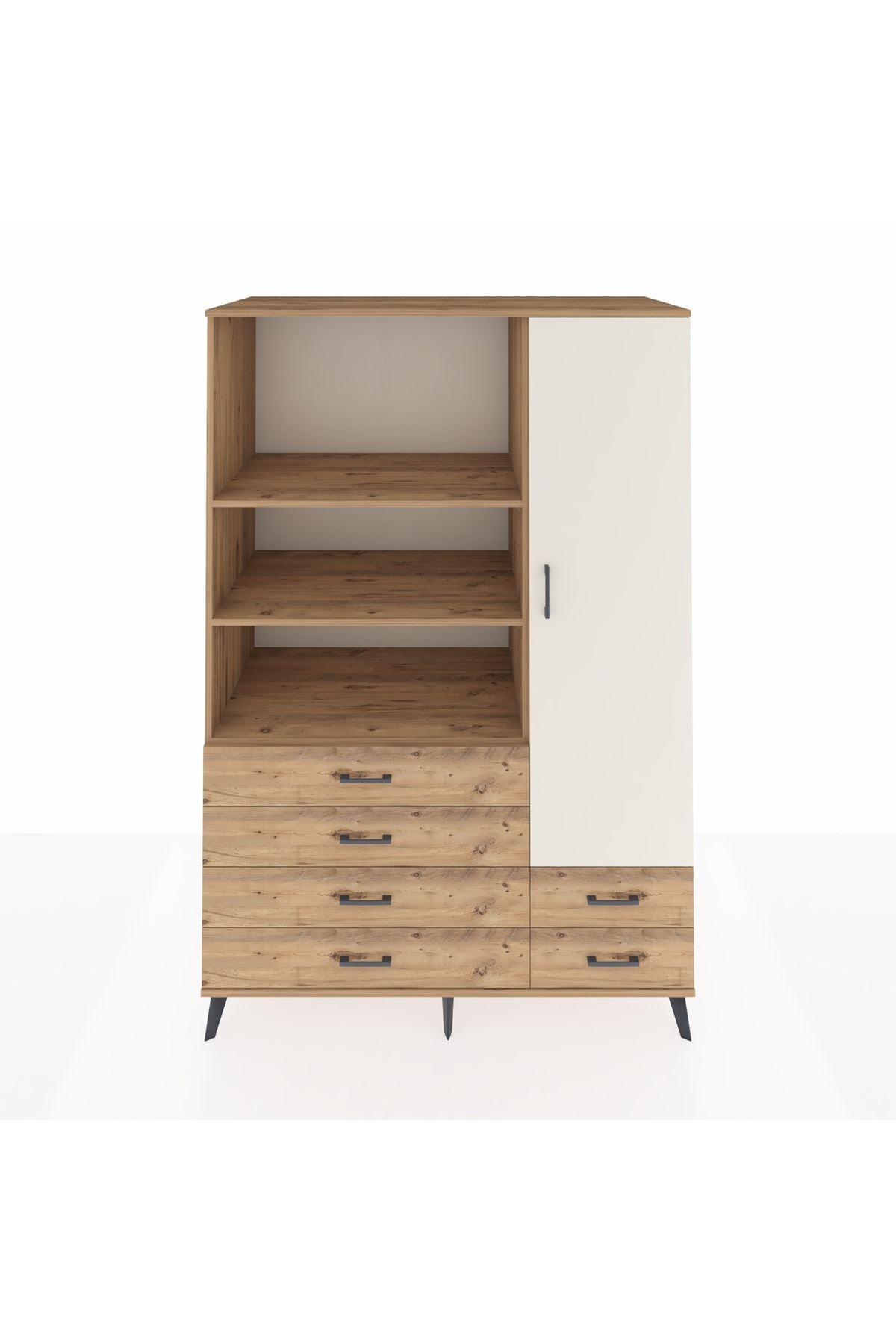 Kronos Dolap 7 Raflı 6 Çekmeceli Tek Kapaklı 132x59x195 Çam-Aytaşı/Çam