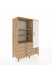 Kronos Dolap 7 Raflı 6 Çekmeceli Tek Kapaklı 132x59x195 Çam-Aytaşı/Çam