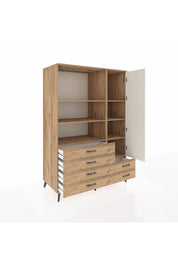 Kronos Dolap 7 Raflı 6 Çekmeceli Tek Kapaklı 132x59x195 Çam-Aytaşı/Çam