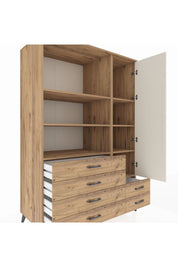 Kronos Dolap 7 Raflı 6 Çekmeceli Tek Kapaklı 132x59x195 Çam-Aytaşı/Çam