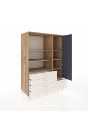 Kronos Dolap 7 Raflı 6 Çekmeceli Tek Kapaklı 132x59x195 Çam-Antrasit/Aytaşı