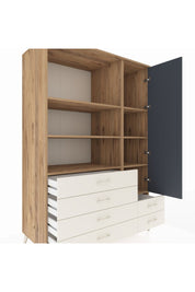 Kronos Dolap 7 Raflı 6 Çekmeceli Tek Kapaklı 132x59x195 Çam-Antrasit/Aytaşı