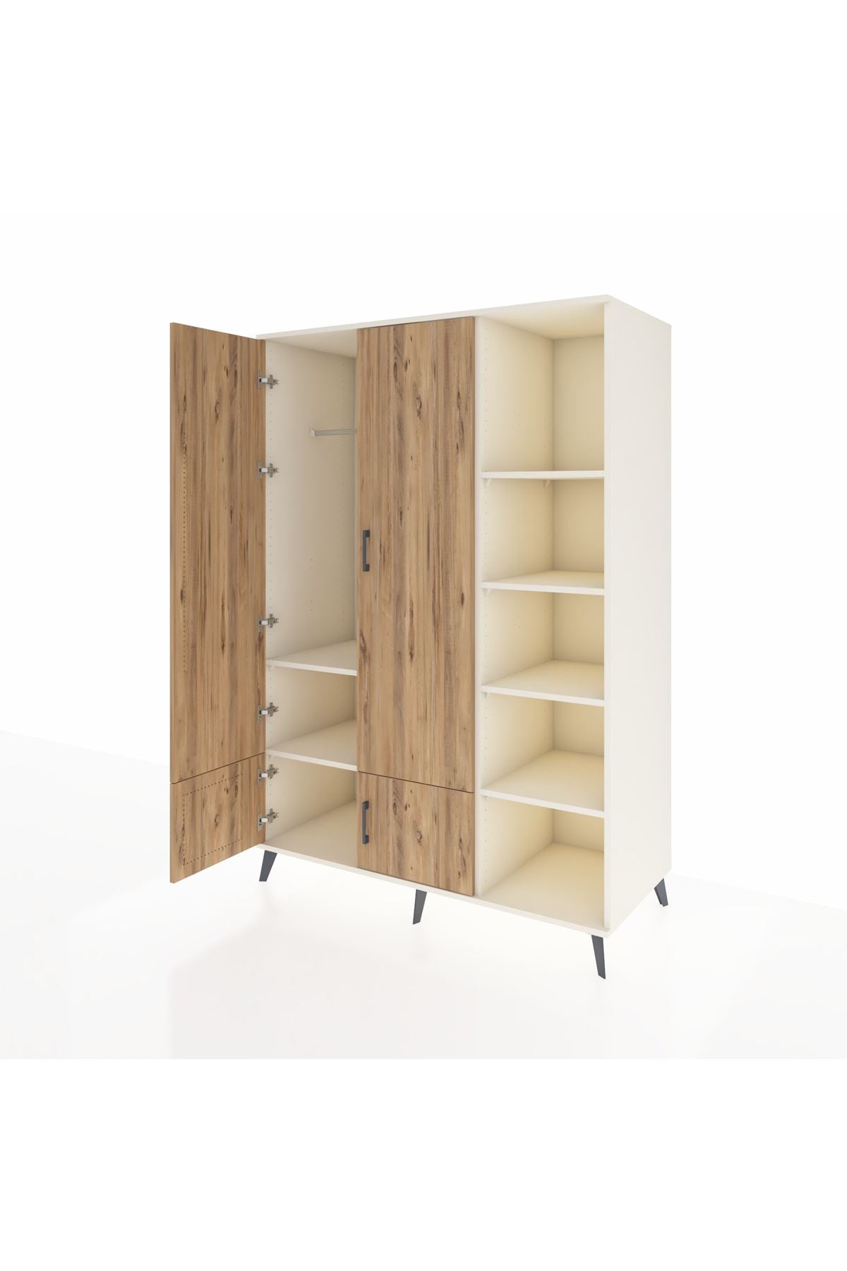 Kronos Dolap 6 Raflı 4 Kapaklı Tek Askılı 132x59x195 Aytaşı-Çam/Aytaşı