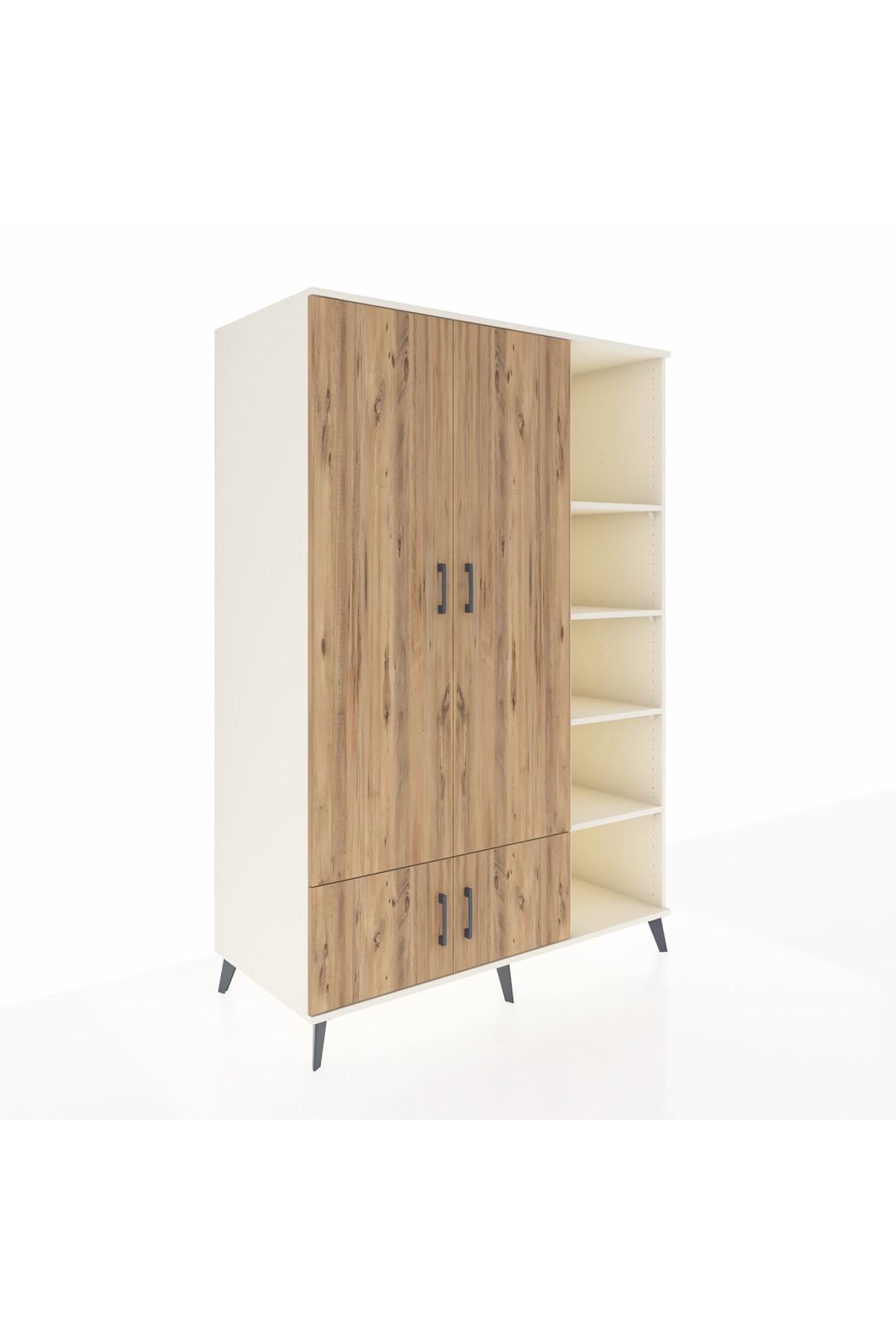 Kronos Dolap 6 Raflı 4 Kapaklı Tek Askılı 132x59x195 Aytaşı-Çam/Aytaşı