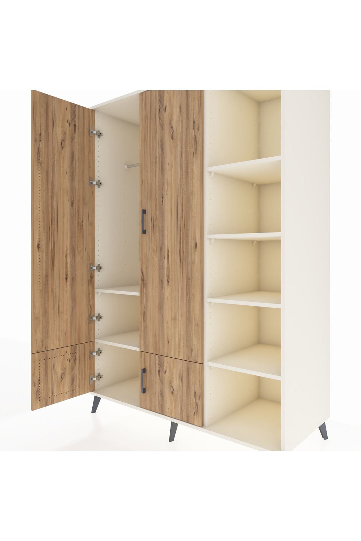 Kronos Dolap 6 Raflı 4 Kapaklı Tek Askılı 132x59x195 Aytaşı-Çam/Aytaşı