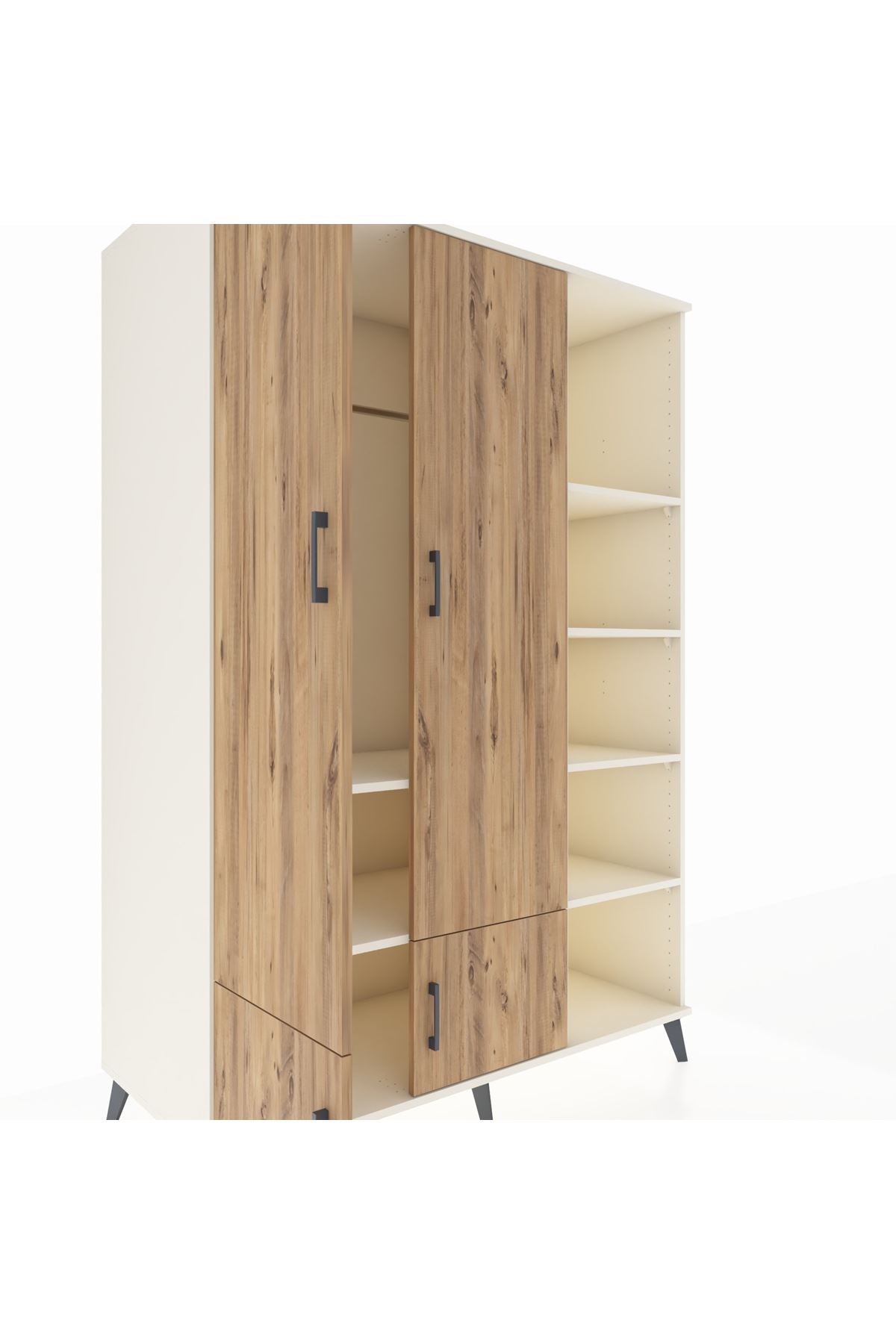 Kronos Dolap 6 Raflı 4 Kapaklı Tek Askılı 132x59x195 Aytaşı-Çam/Aytaşı