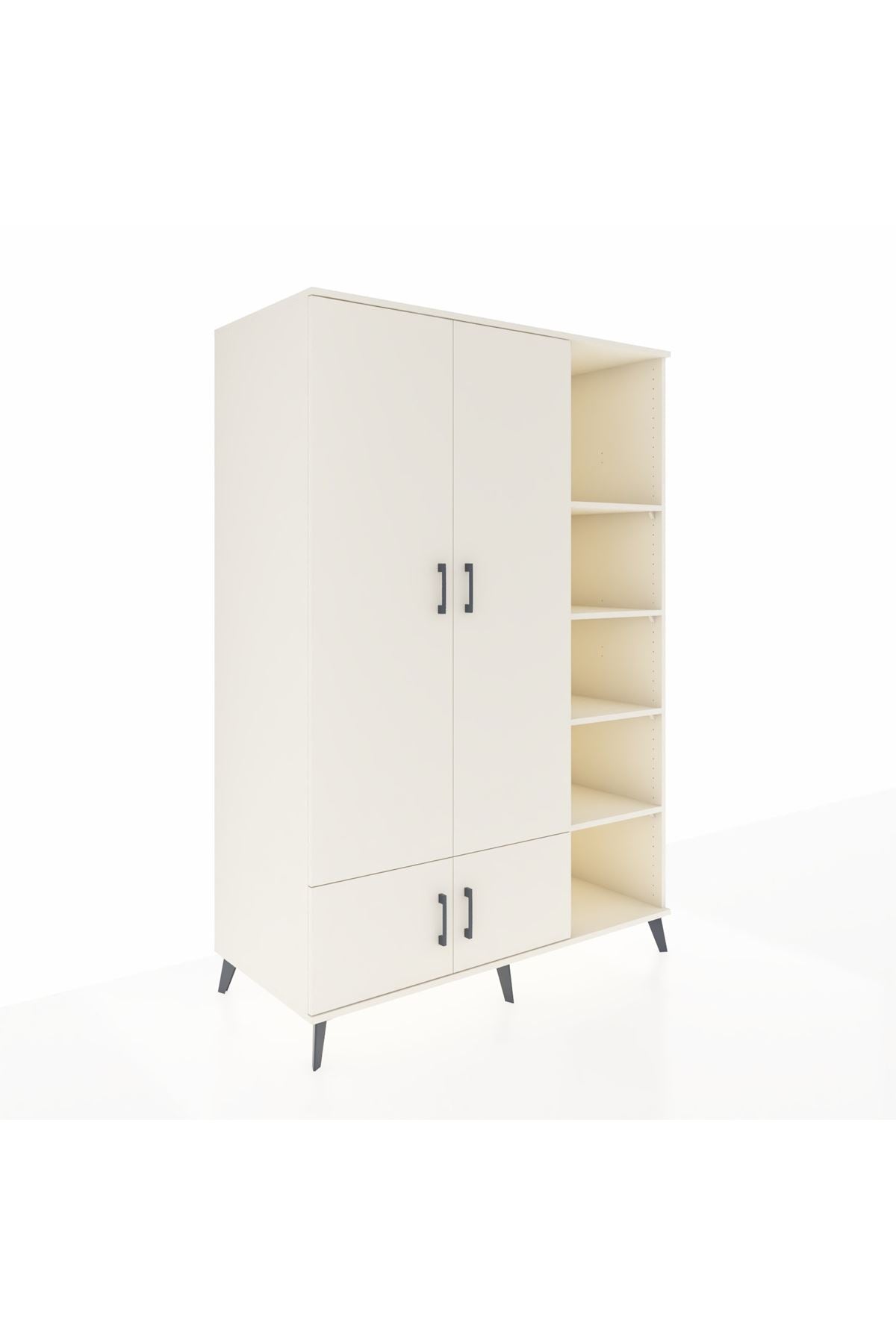 Kronos Dolap 6 Raflı 4 Kapaklı Tek Askılı 132x59x195 Aytaşı-Aytaşı/Aytaşı