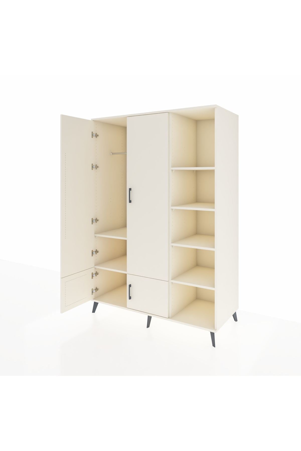 Kronos Dolap 6 Raflı 4 Kapaklı Tek Askılı 132x59x195 Aytaşı-Aytaşı/Aytaşı