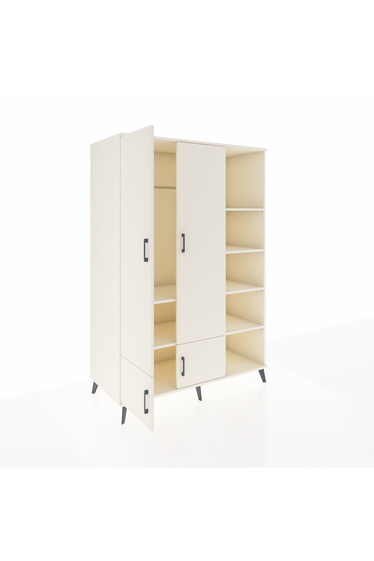 Kronos Dolap 6 Raflı 4 Kapaklı Tek Askılı 132x59x195 Aytaşı-Aytaşı/Aytaşı