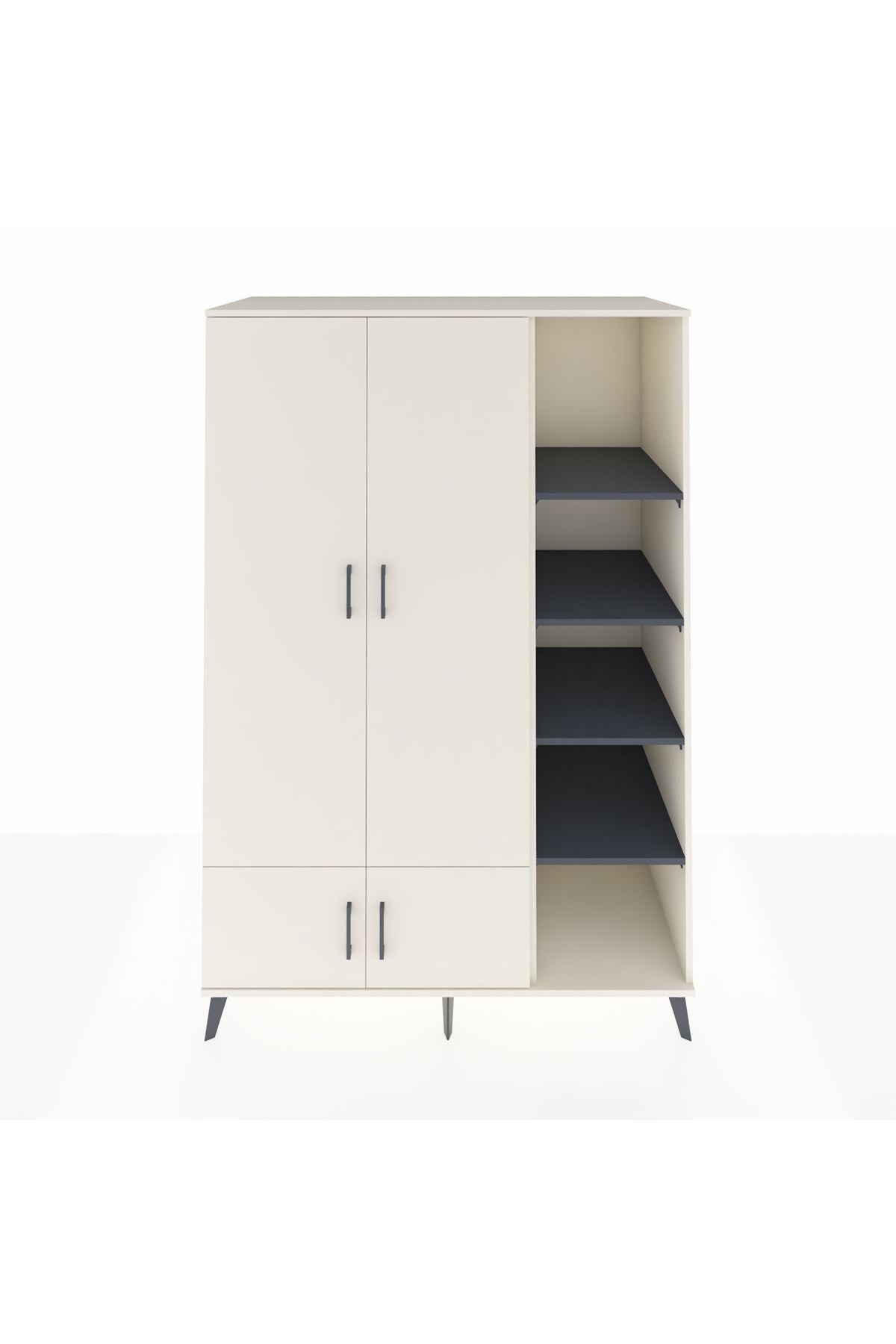 Kronos Dolap 6 Raflı 4 Kapaklı Tek Askılı 132x59x195 Aytaşı-Aytaşı/Antrasit