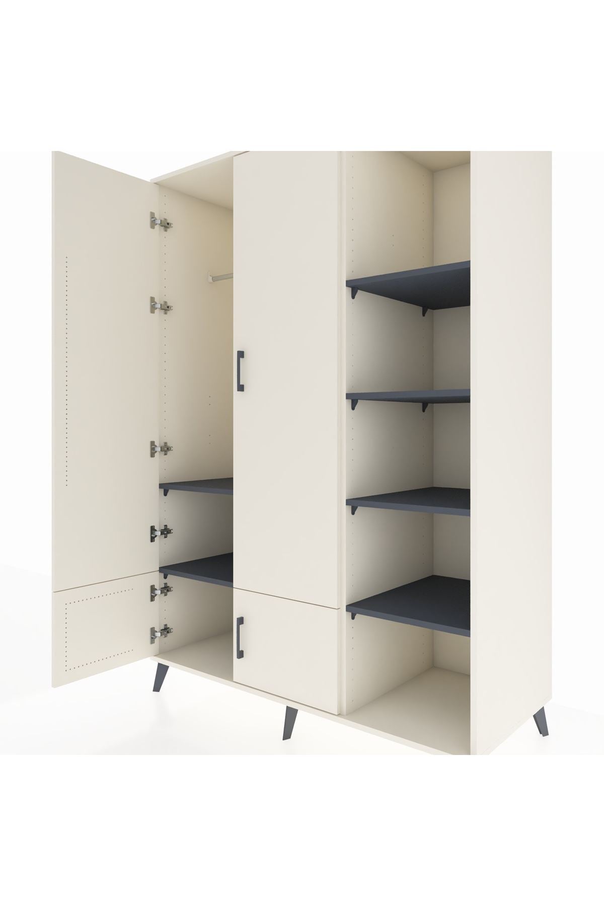 Kronos Dolap 6 Raflı 4 Kapaklı Tek Askılı 132x59x195 Aytaşı-Aytaşı/Antrasit