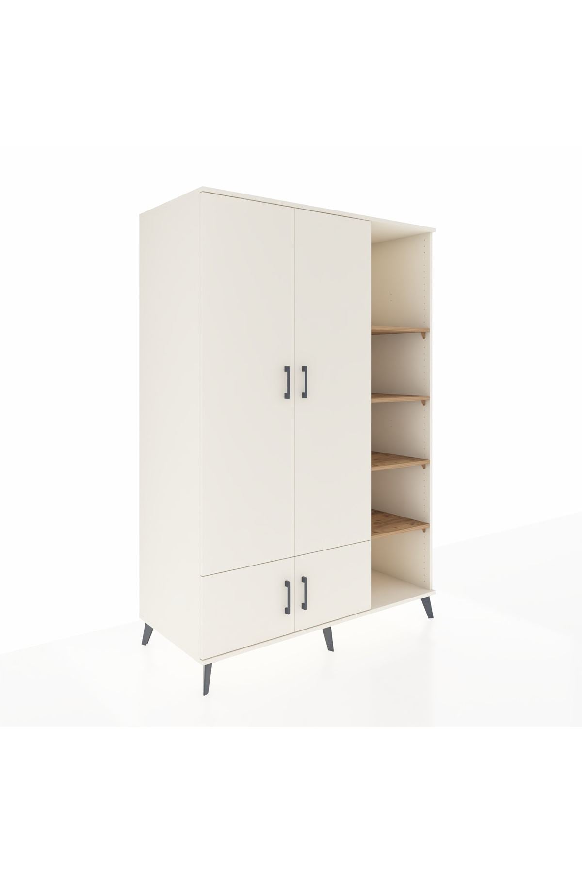 Kronos Dolap 6 Raflı 4 Kapaklı Tek Askılı 132x59x195 Aytaşı-Aytaşı/Çam