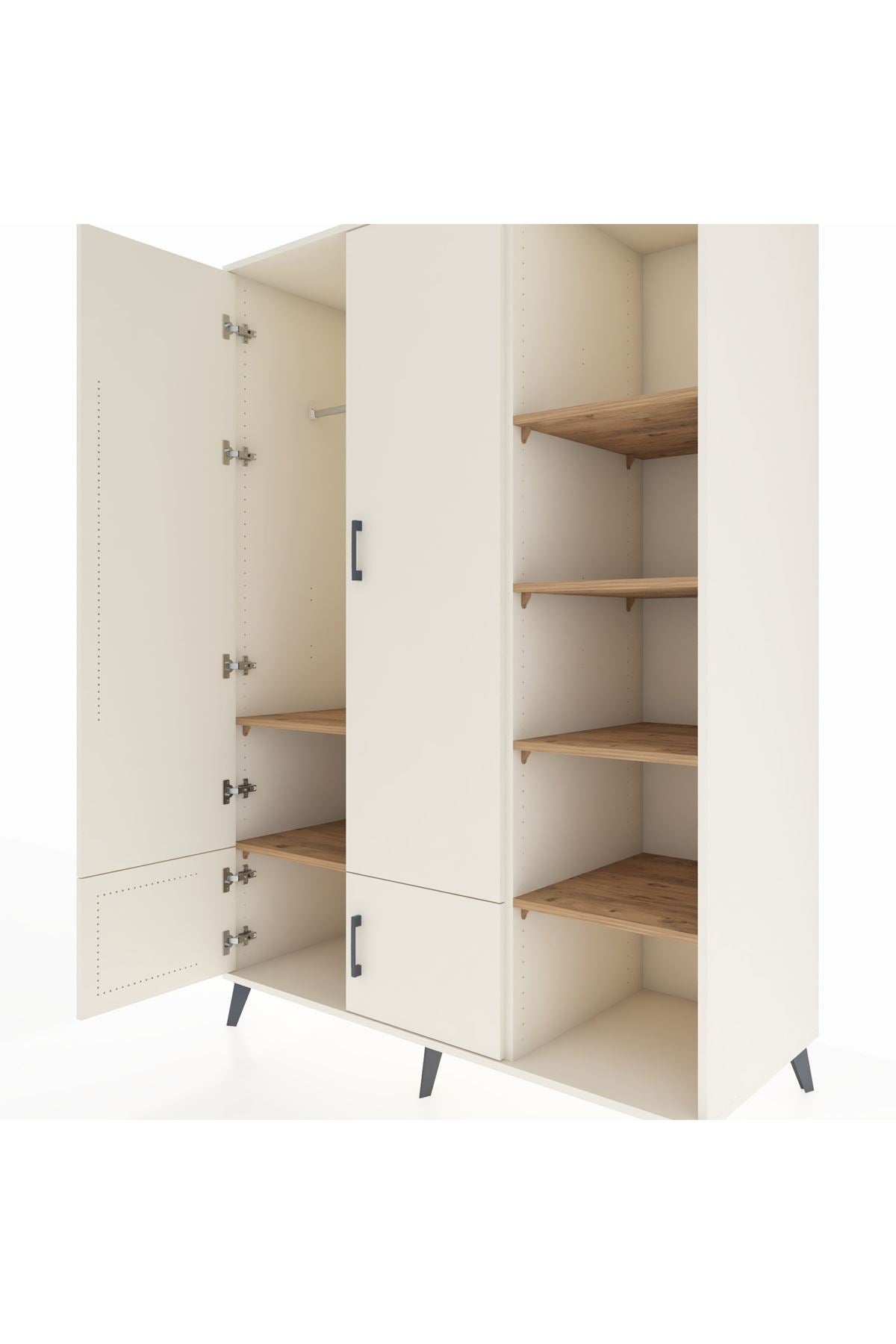 Kronos Dolap 6 Raflı 4 Kapaklı Tek Askılı 132x59x195 Aytaşı-Aytaşı/Çam