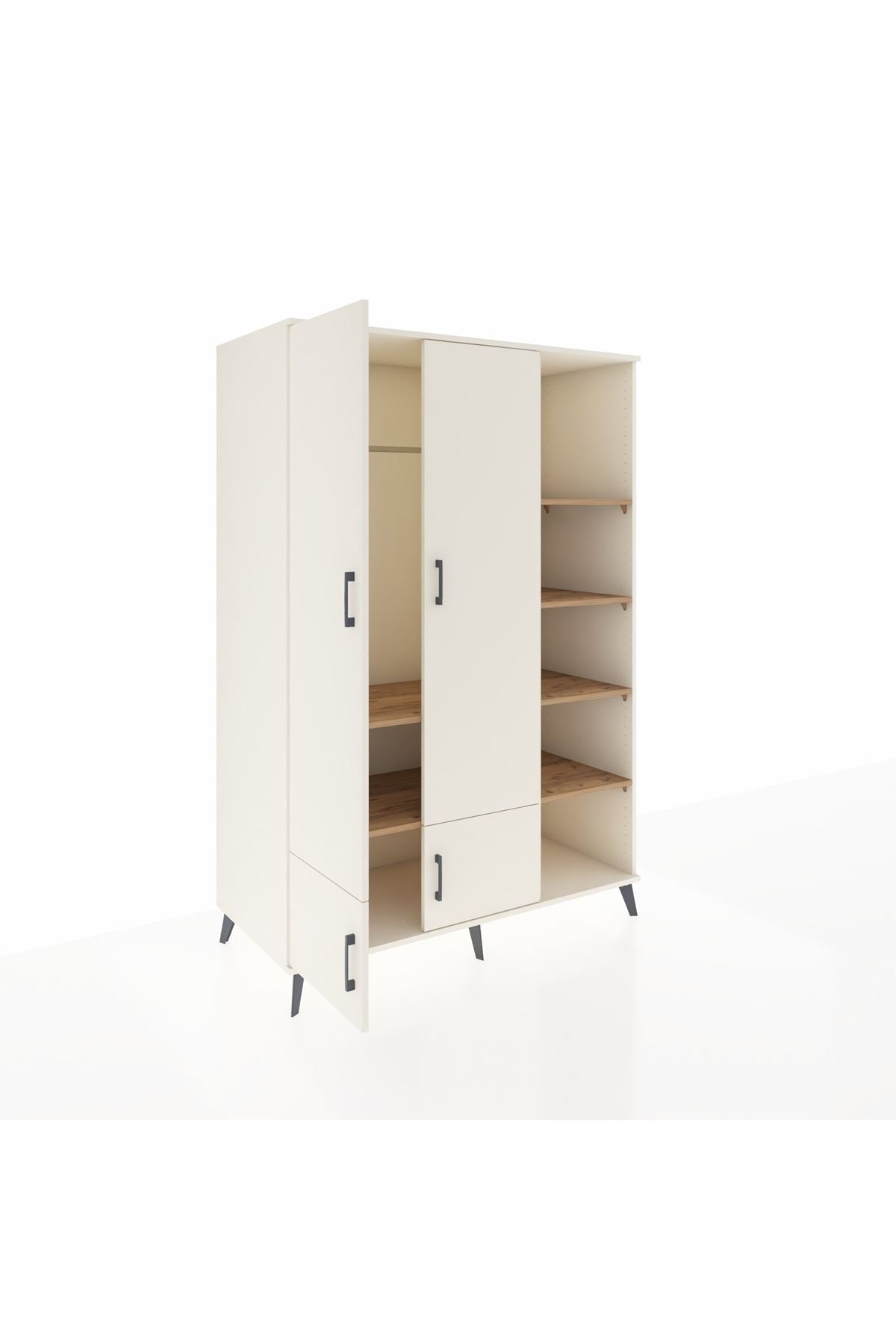 Kronos Dolap 6 Raflı 4 Kapaklı Tek Askılı 132x59x195 Aytaşı-Aytaşı/Çam