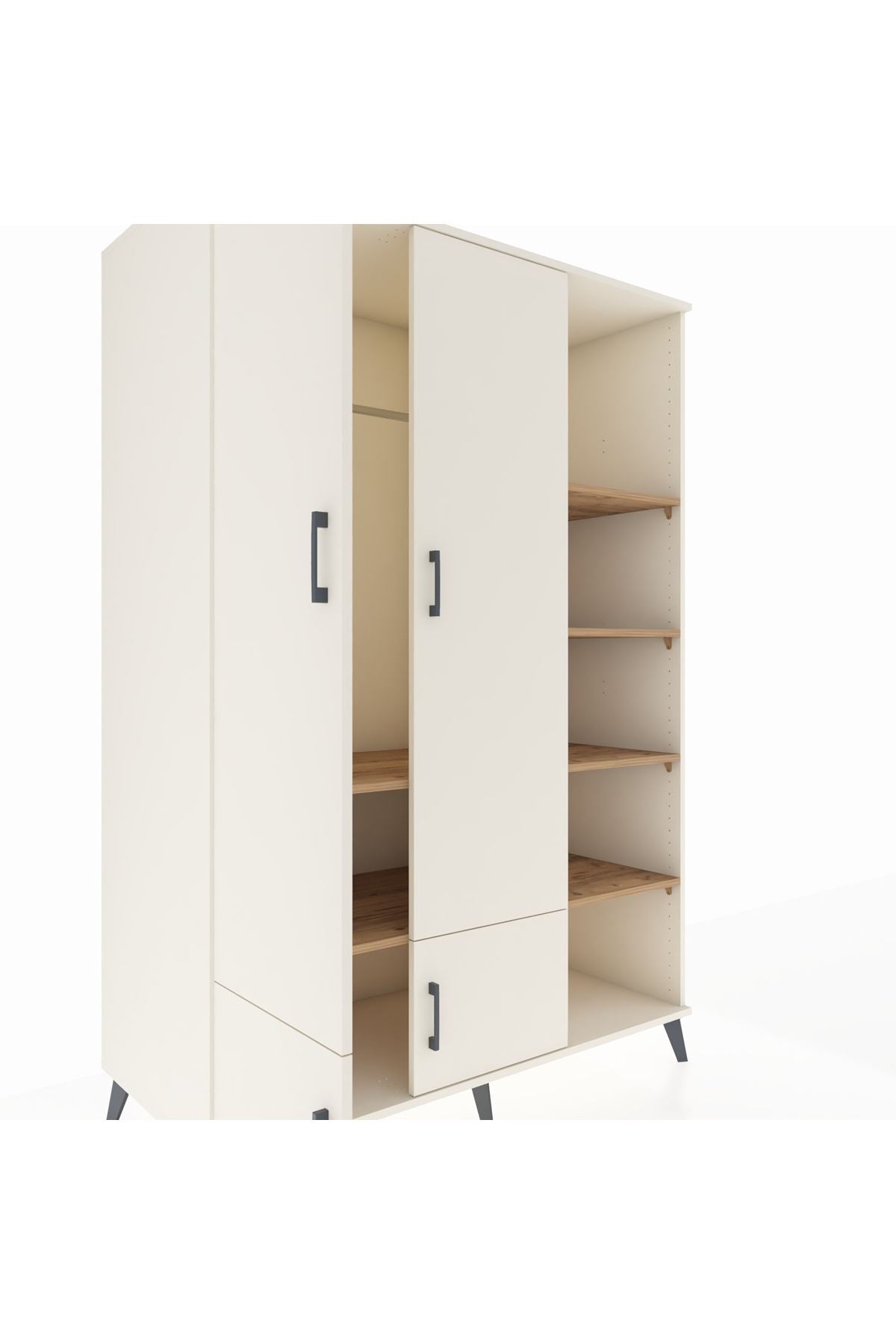 Kronos Dolap 6 Raflı 4 Kapaklı Tek Askılı 132x59x195 Aytaşı-Aytaşı/Çam