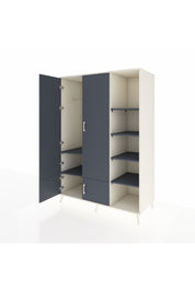 Kronos Dolap 6 Raflı 4 Kapaklı Tek Askılı 132x59x195 Aytaşı-Antrasit/Antrasit