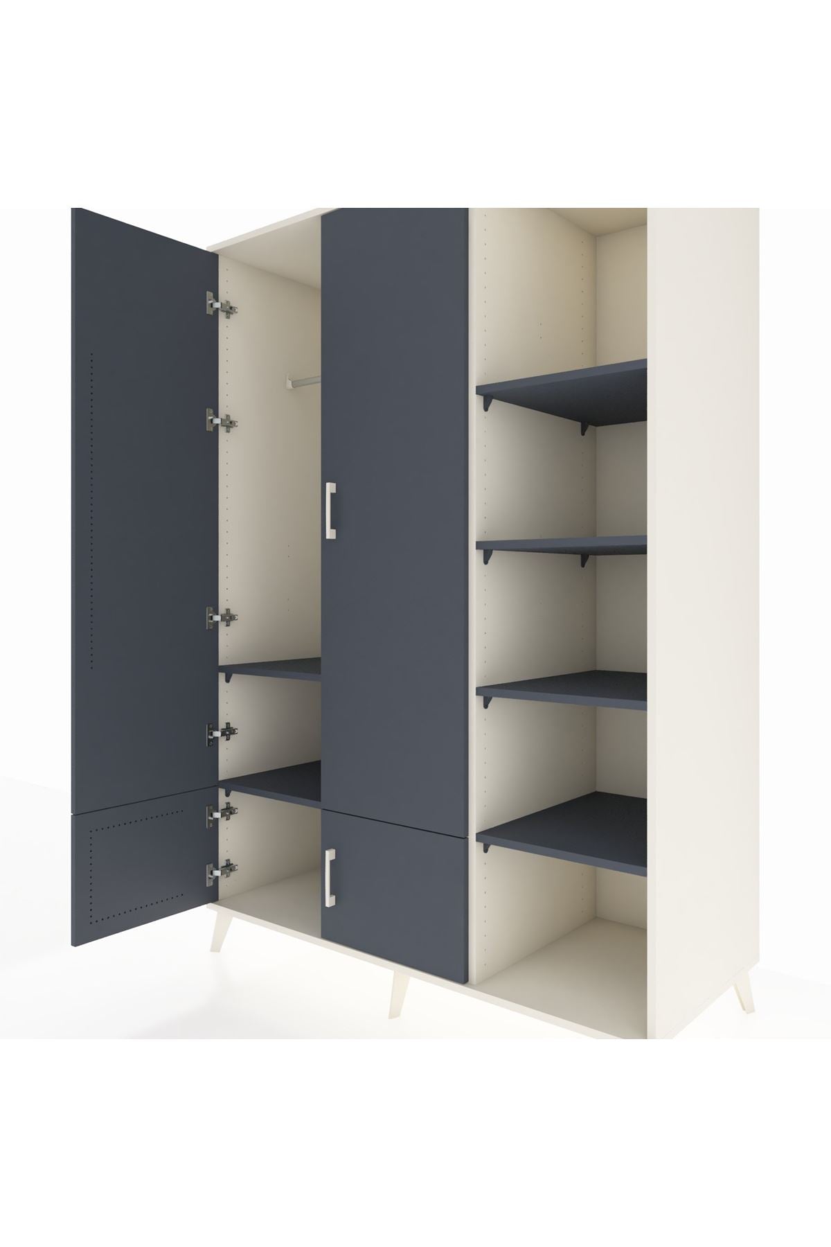 Kronos Dolap 6 Raflı 4 Kapaklı Tek Askılı 132x59x195 Aytaşı-Antrasit/Antrasit