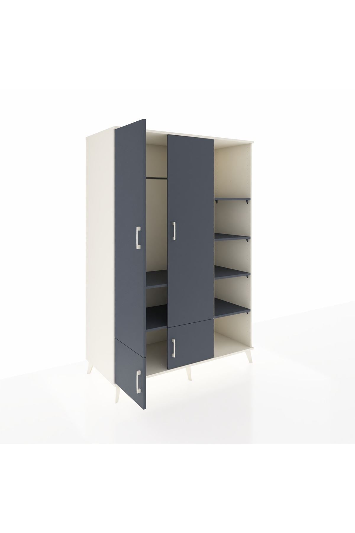 Kronos Dolap 6 Raflı 4 Kapaklı Tek Askılı 132x59x195 Aytaşı-Antrasit/Antrasit