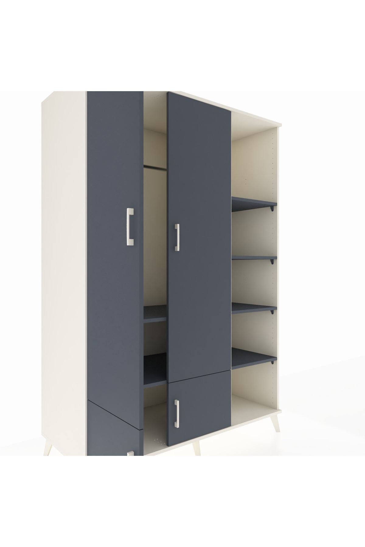 Kronos Dolap 6 Raflı 4 Kapaklı Tek Askılı 132x59x195 Aytaşı-Antrasit/Antrasit