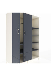 Kronos Dolap 6 Raflı 4 Kapaklı Tek Askılı 132x59x195 Aytaşı-Antrasit/Antrasit