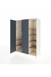 Kronos Dolap 6 Raflı 4 Kapaklı Tek Askılı 132x59x195 Aytaşı-Antrasit/Çam