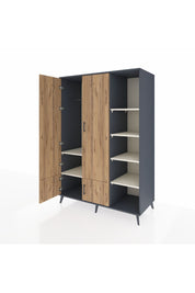 Kronos Dolap 6 Raflı 4 Kapaklı Tek Askılı 132x59x195 Antrasit-Çam/Aytaşı