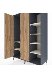 Kronos Dolap 6 Raflı 4 Kapaklı Tek Askılı 132x59x195 Antrasit-Çam/Aytaşı