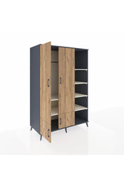 Kronos Dolap 6 Raflı 4 Kapaklı Tek Askılı 132x59x195 Antrasit-Çam/Aytaşı