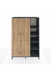 Kronos Dolap 6 Raflı 4 Kapaklı Tek Askılı 132x59x195 Antrasit-Çam/Antrasit