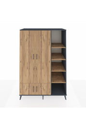 Kronos Dolap 6 Raflı 4 Kapaklı Tek Askılı 132x59x195 Antrasit-Çam/Çam