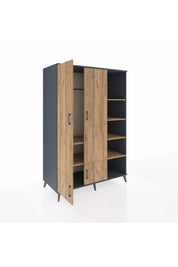 Kronos Dolap 6 Raflı 4 Kapaklı Tek Askılı 132x59x195 Antrasit-Çam/Çam