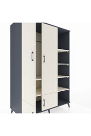 Kronos Dolap 6 Raflı 4 Kapaklı Tek Askılı 132x59x195 Antrasit-Aytaşı/Aytaşı