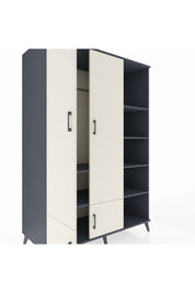 Kronos Dolap 6 Raflı 4 Kapaklı Tek Askılı 132x59x195 Antrasit-Aytaşı/Antrasit