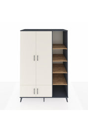 Kronos Dolap 6 Raflı 4 Kapaklı Tek Askılı 132x59x195 Antrasit-Aytaşı/Çam