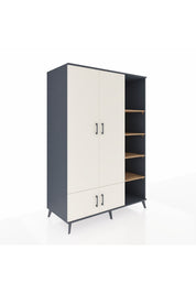 Kronos Dolap 6 Raflı 4 Kapaklı Tek Askılı 132x59x195 Antrasit-Aytaşı/Çam